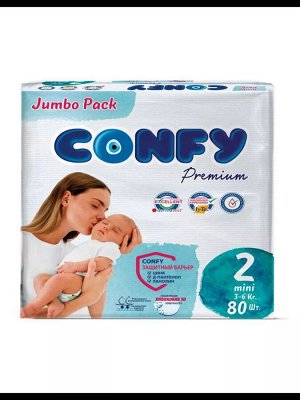 CONFY Premium Подгузники д/детей NEWBORN JUMBO р.1 80 шт