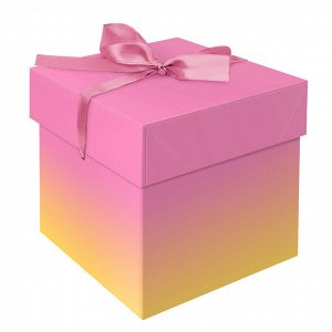 Коробка складная подарочная MESHU ""Duotone. Pink-Orange gradient"", (15*15*15см), с лентой