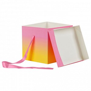 Коробка складная подарочная MESHU ""Duotone. Pink-Orange gradient"", (15*15*15см), с лентой