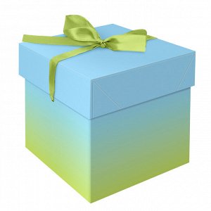 Коробка складная подарочная MESHU ""Duotone. Blue-Green gradient"", (15*15*15см), с лентой