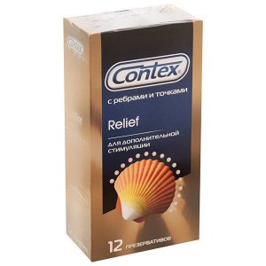 CONTEX Relief (микс: 6шт с точками, 6шт с ребрами) Презервативы №12