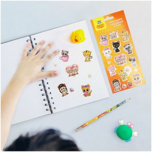 Наклейки объемные Мульти-Пульти ""Котики"", 10*22см, 16 наклеек, инд. уп., европодвес