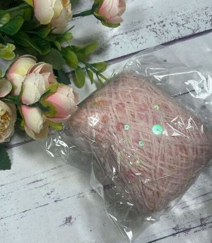 Пряжа "Королевская" с пайетками 100% хлопок, 50г/120м цв св. розовый, пайетки хамелеон