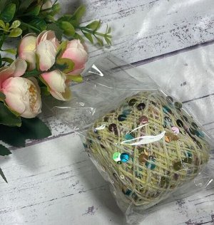 Пряжа "Королевская" с пайетками 100% хлопок, 50г/120м цв коричневый, пайетки золото