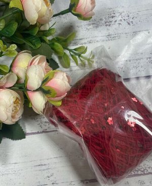 Пряжа "Королевская" с пайетками 100% хлопок, 50г/120м цв красный, пайетки красный