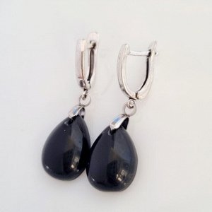 Серьги бижутерия висячие капля натуральный камень черный Агат, 1045, арт.218.092