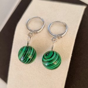 Серьги бижутерия висячие Малахит, 1028, арт.218.072