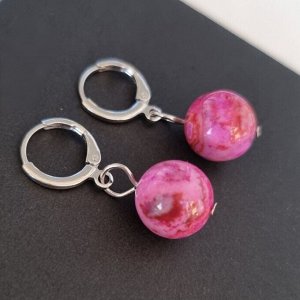 zlatto Серьги бижутерия висячие Розовый Агат, 1028, арт.218.076