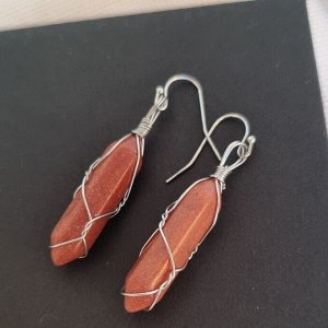 Серьги длинные Авантюрин коричневый, 1050, арт.218.060