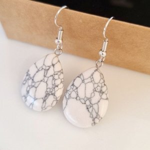 Серьги длинные подвески натуральный камень белый Хаулит, 1045, арт.218.162