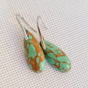 Серьги длинные подвески натуральный камень Бирюза, 1045, Уценка, арт.08.2329