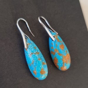 Серьги длинные подвески натуральный камень Бирюза, 1045, арт.218.170
