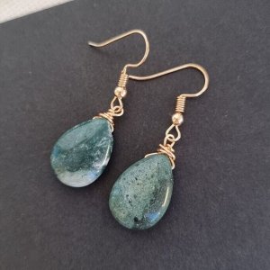 Серьги из натурального камня зеленая Яшма, 1045, арт.218.134