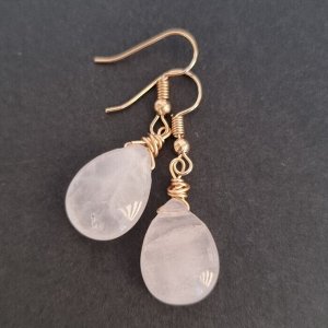 Серьги из натурального камня розовый Кварц, 1045, арт.218.133
