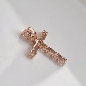 Подвеска на шею крест крупный ювелирная бижутерия Дубайское золото, с покрытием позолотой 18К, вставка: фианит, цвет: прозрачный, арт.215.158