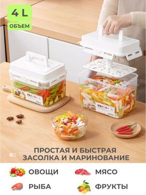 Контейнер с прессом для засолки и маринования, объем 4л