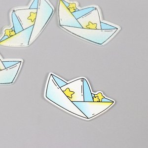 Декор для творчества акрил двусторонний «Бумажный кораблик», блеск, 3.4x2.9x0.2 см