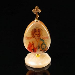Яйцо на подставке «Святой Николай Чудотворец», селенит