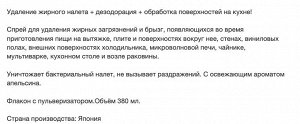 Пенящийся спрей для КУХНИ с ароматом апельсина (антибактериальный эффект) 380 мл / 18