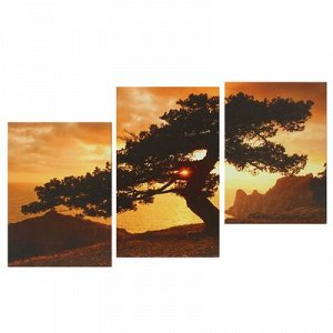 Картина модульная на подрамнике "Одинокое дерево в горах" 1-53х32, 2-45х32, 100х70см