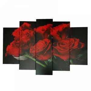 Картина модульная на подрамнике "Красные розы" 120х80 см (2-24х53, 2-24х70, 1-24х80)