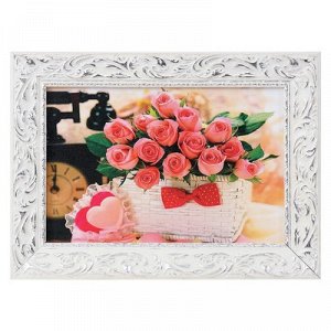 Картина "Розы в корзине" 27х37см