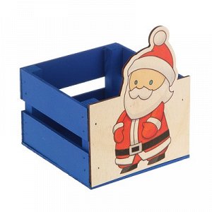 Ящик реечный Дед мороз (печать) 13х13х9\15 см, синий