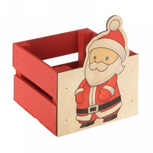Ящик реечный Дед мороз (печать) 13х13х9\15 см, красный