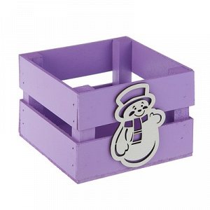 Ящик реечный Снеговик (декор) 13х13х9 см,фиолетовый