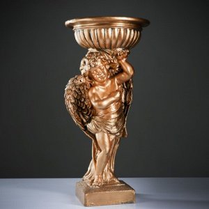 Фигурное кашпо "Ангел с чашей над головой" огромный 90см бронза
