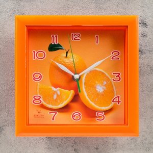 Часы настенные, серия: Кухня, "Апельсин", оранжевая рамка, 20х20 см микс