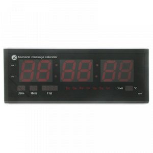 Часы настенные электронные, температура, дата, время, день недели, календарь, цифры красные 20х50 см