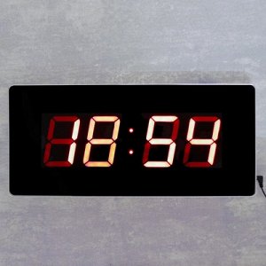 Часы настенные электронные, красные цифры, 49х22х3 см