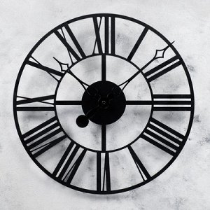 Часы настенные, серия: Интерьер, из металла Время, стиль лофт, диаметр 45 см микс