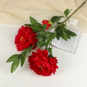 Цветы искусственные куст пиона красный 110 см d-15 см