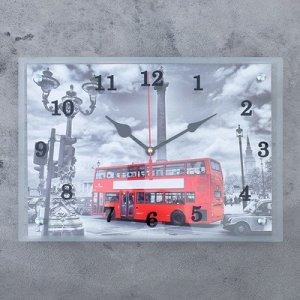 Часы настенные, серия: Город, "Красный автобус", 25х35 см, микс
