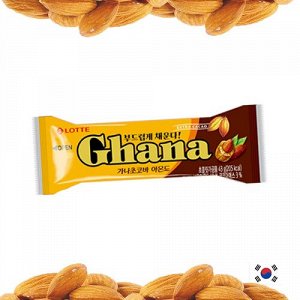 Lotte Ghana Choco Bar Almond 45g - Батончик Лотте Гхана с миндалем и карамелью
