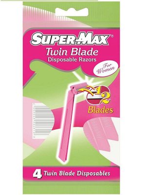 .(AC163) SUPER-MAX TWIN BLADE for Women однораз.станки с двойным лезвием (4шт в уп.)
