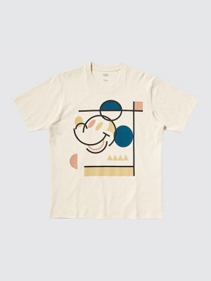 UNIQLO UT - хлопковая футболка с принтом Микки - 01 OFFWHITE