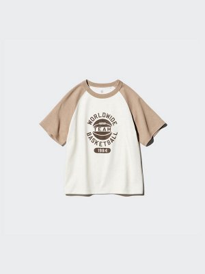 UNIQLO AIRism - хлопковая футболка с дизайном - 32 BEIGE