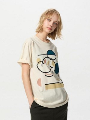 UNIQLO UT - хлопковая футболка с принтом Микки - 01 OFFWHITE