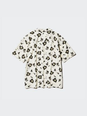 UNIQLO - рубашка с цветочным дизайном и короткими рукавами - 30 NATURAL