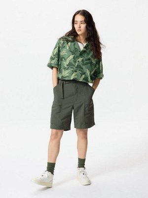 UNIQLO - рубашка оверсайз в гавайском стиле  - 56 OLIVE