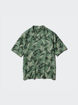 UNIQLO - рубашка оверсайз в гавайском стиле  - 56 OLIVE