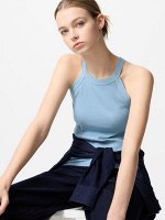 UNIQLO - майка в рубчик со вставными чашечками - 61 BLUE