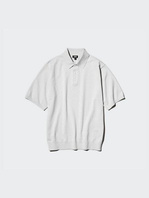 UNIQLO - базовая футболка-поло унисекс - 02 LIGHTGRAY