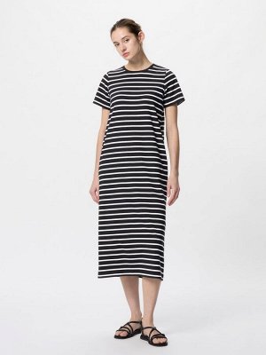 UNIQLO AIRism - полосатое платье с чашечками свободного силуэта - 09 BLACK