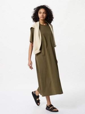 UNIQLO AIRism — хлопковое платье-футболка свободного силуэта - 56 OLIVE
