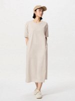 UNIQLO AIRism - хлопковое платье-футболка укороченной длины - 30 NATURAL