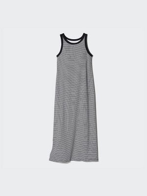 UNIQLO - платье с чашечками в мелкую полоску - 39 DARKBROWN